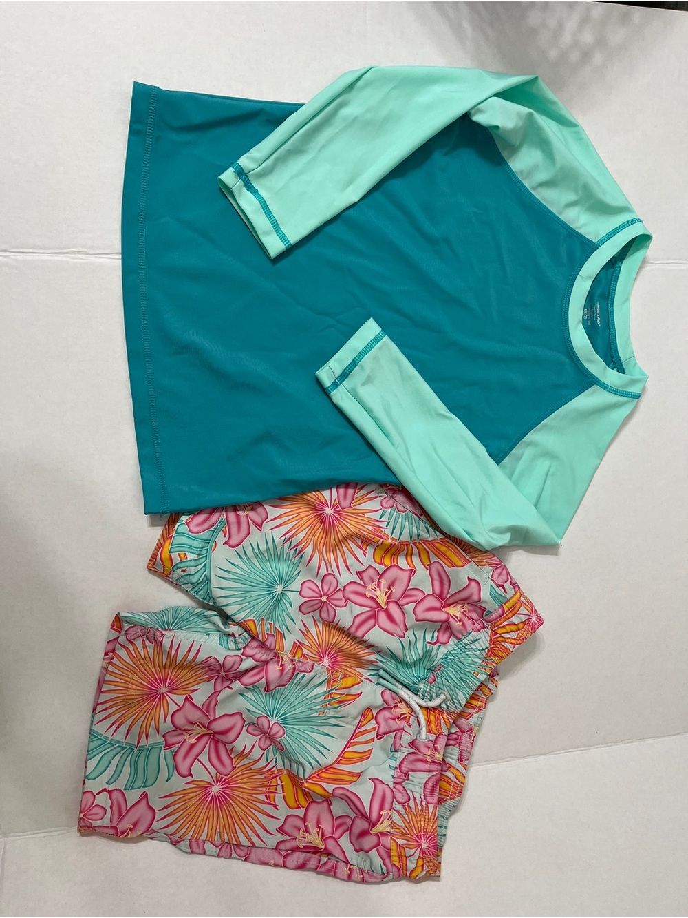 Member’s Mark Boys Rashguard Swim Set Size 6/7 Tropical Floral (901)